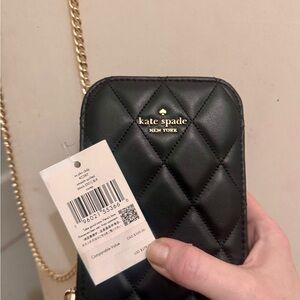 KATE SPADE Carey Quilted North South Phone Crossbody Bag Black KC597